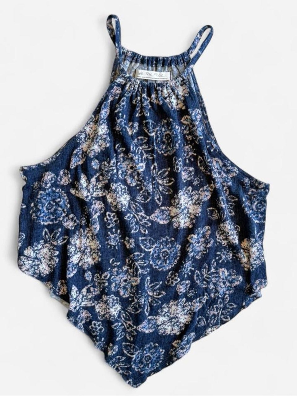 We The Free Navy Blue Daisy Floral Halter Tank